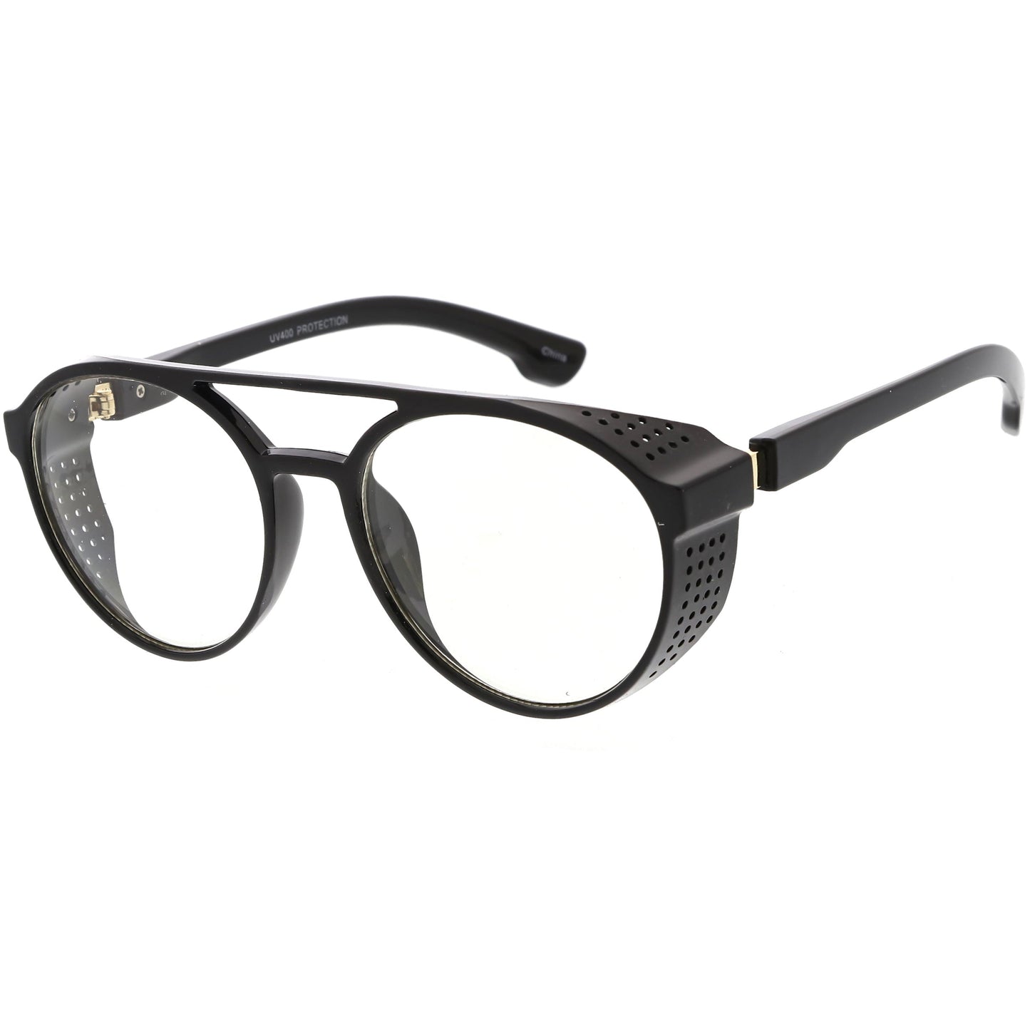 Retro Steampunk Disco Biker Clear Lens Vented Glasses C956