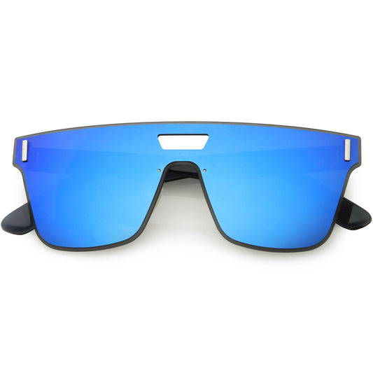 Modern Sports Fashion Rimless Flat Lens Shield Sunglasses C970