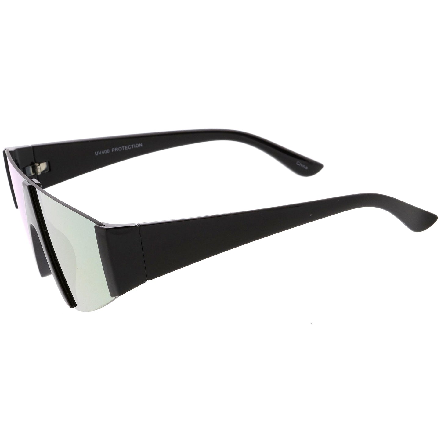 Modern Flat Top Blade Cut Color Mirrored Lens Shield Sunglasses C986