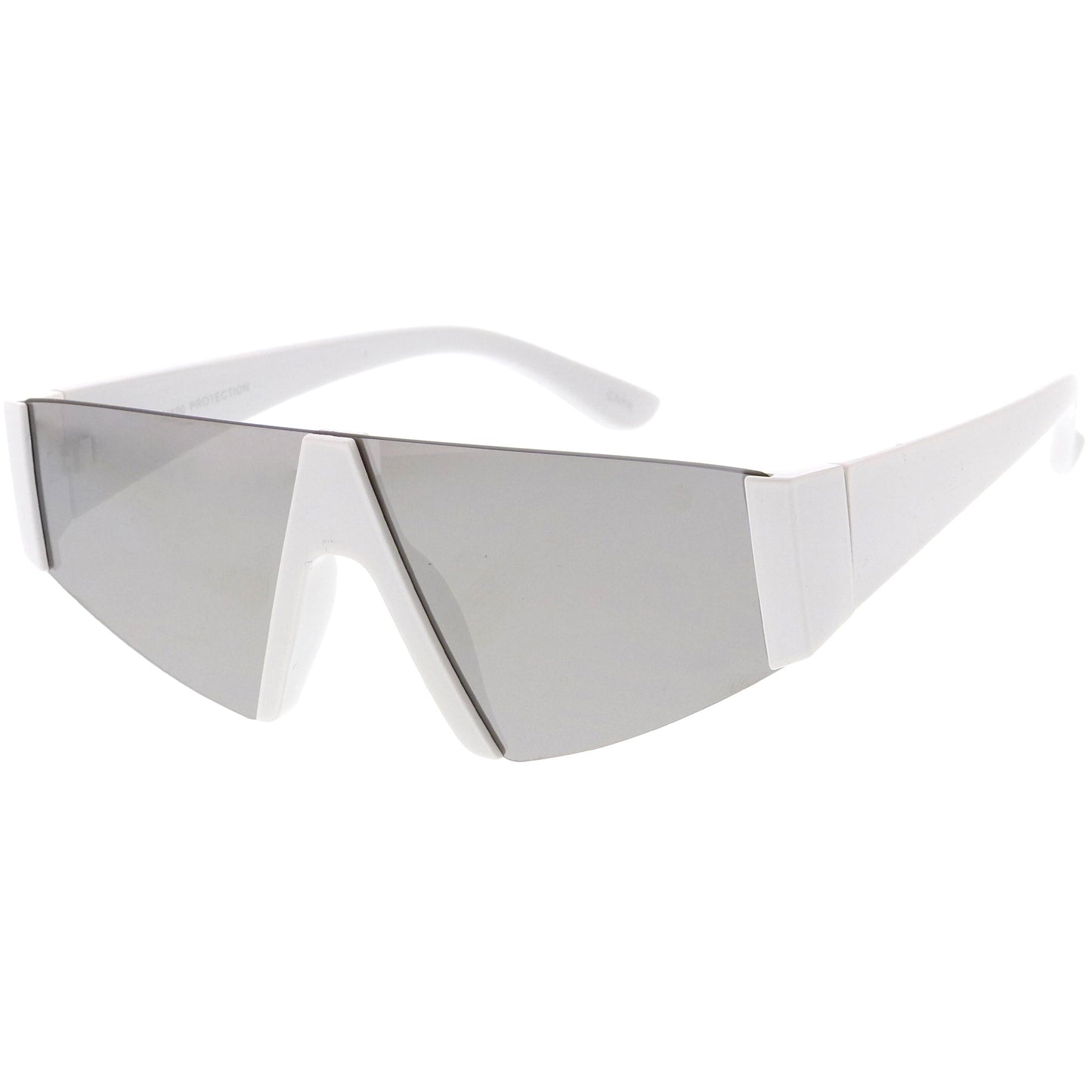 Modern Flat Top Blade Cut Color Mirrored Lens Shield Sunglasses C986